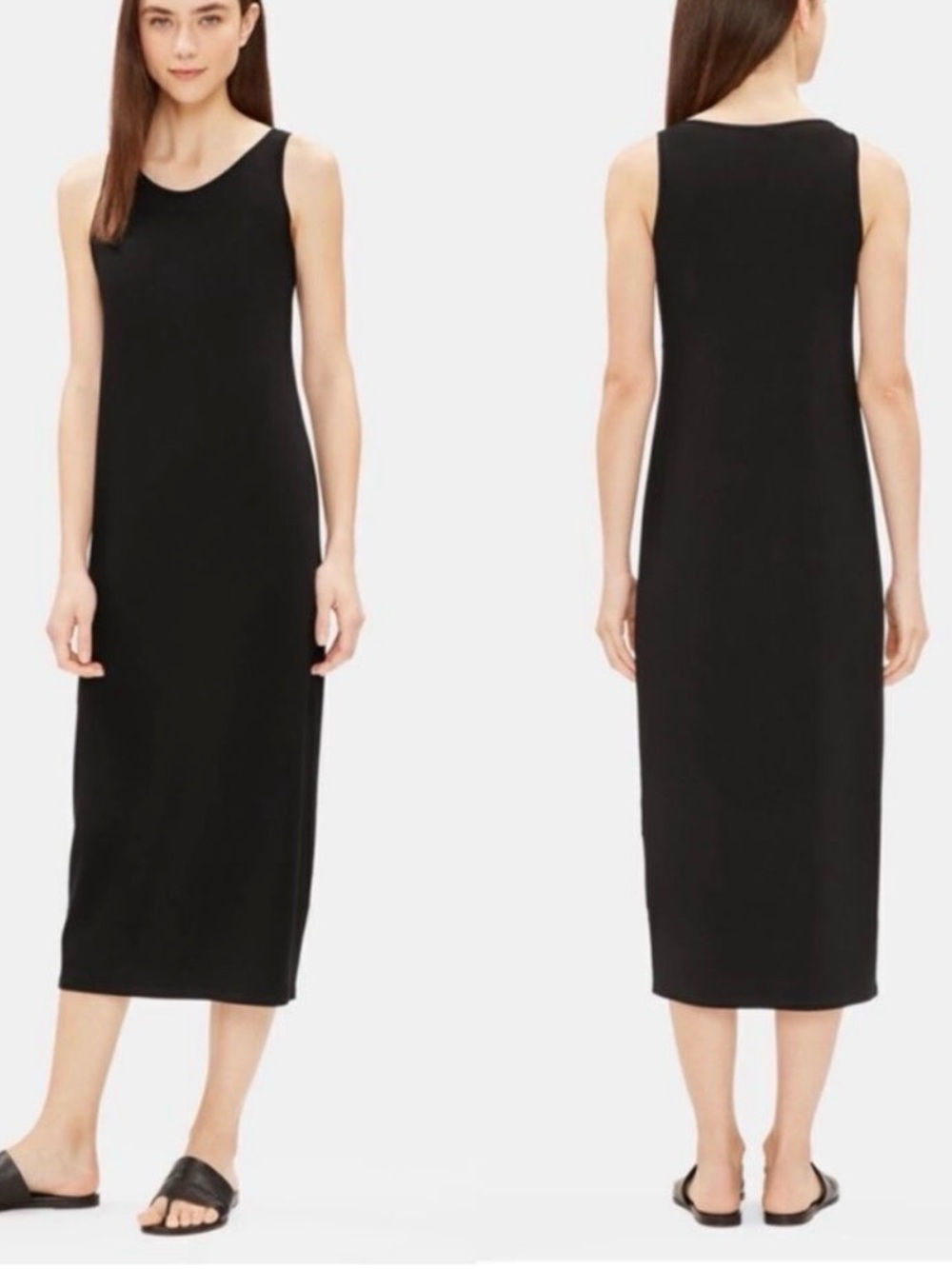 Eileen Fisher Black Sleeveless Maxi Dress Size Medium